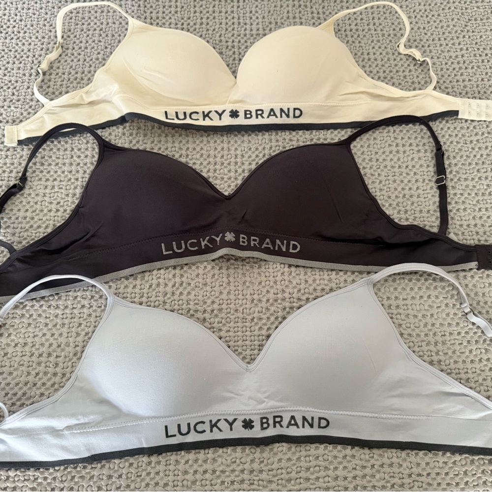 Lucky Brand Women's Bra Trio - white, Gray,blue size 36C set 3